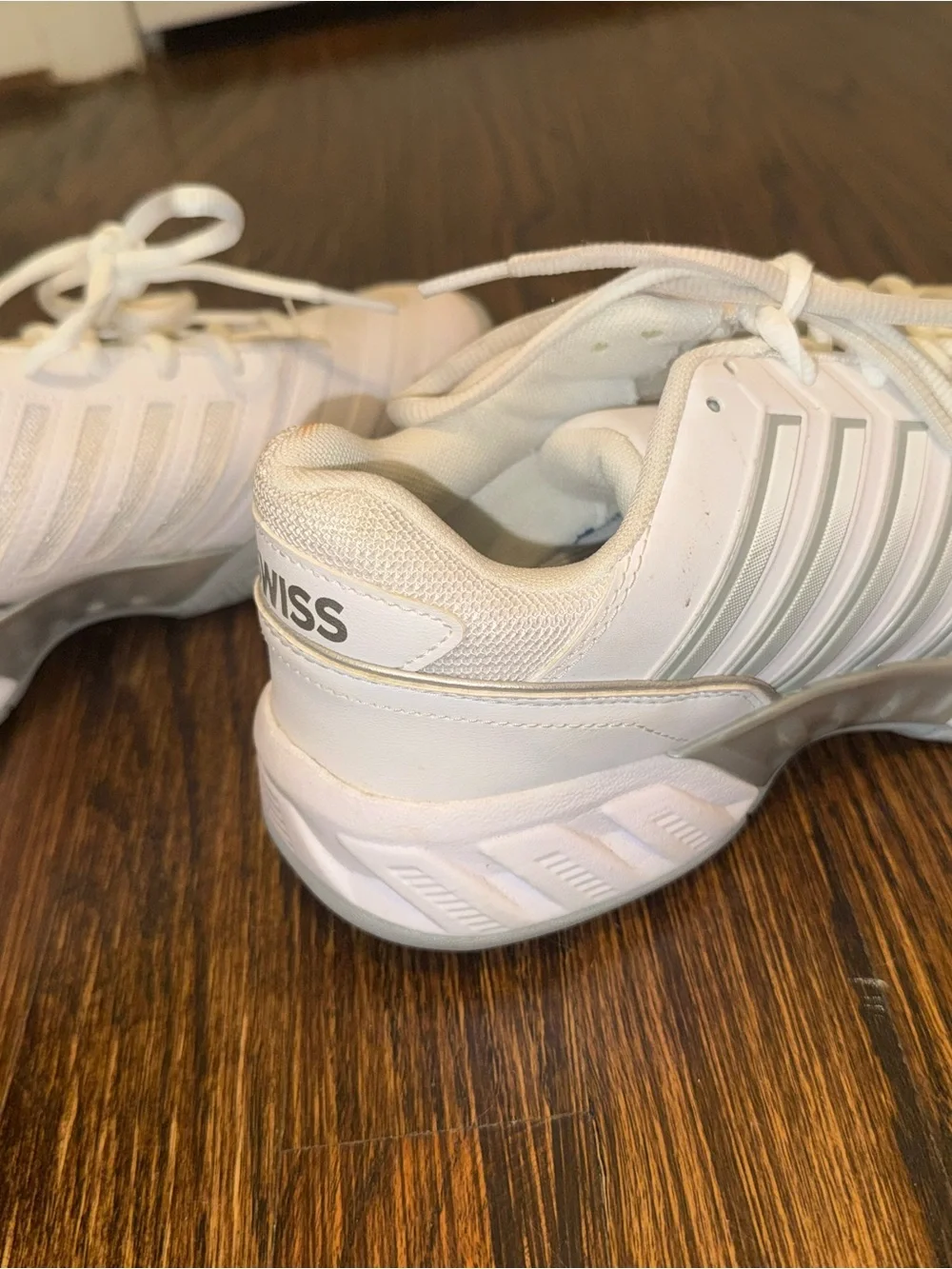 K-Swiss All-White Lace-Up athletic Sneakers